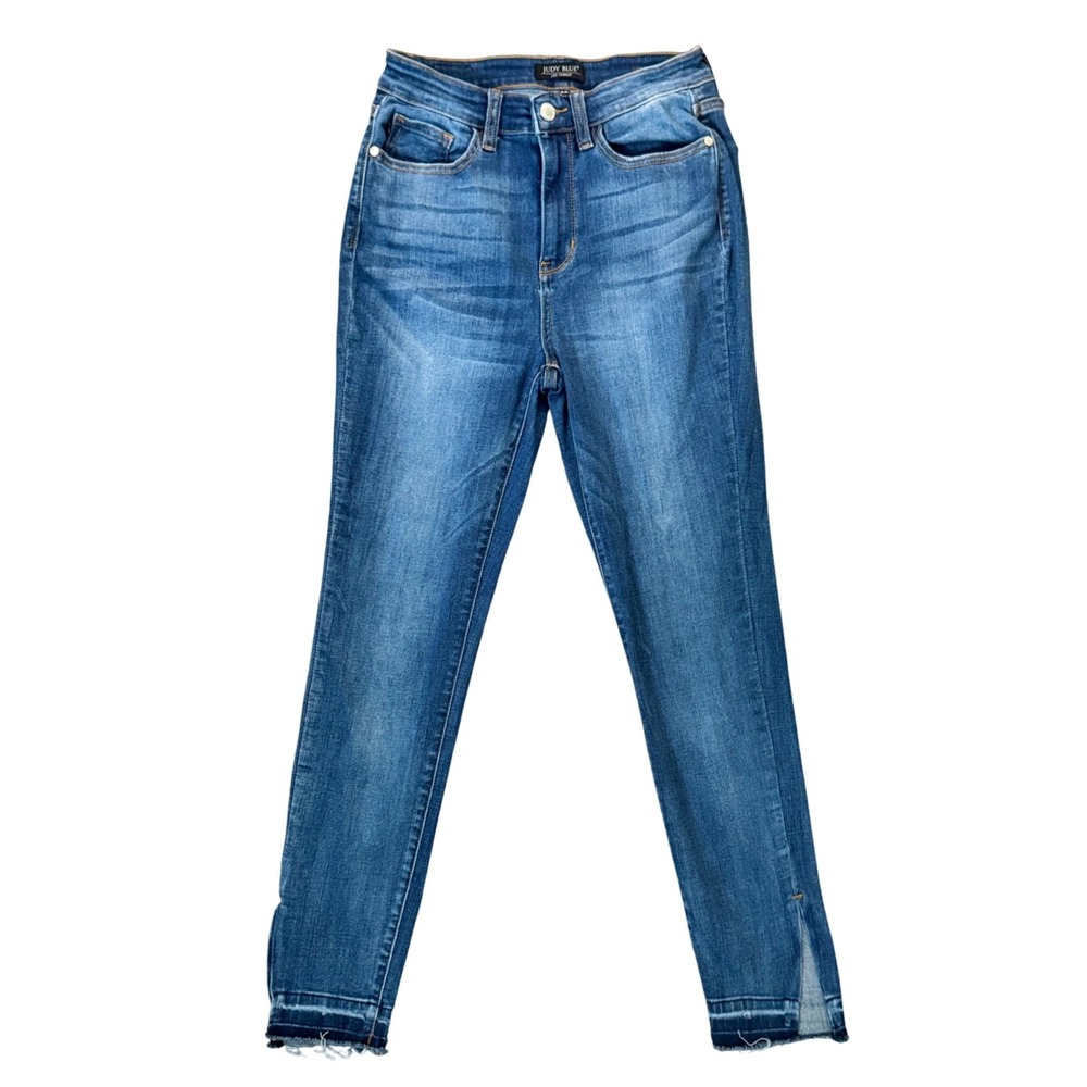 Judy Blue Womens Jeans Skinny Fit Dark Wash High Rise Size 5/27 Frayed Hem‎